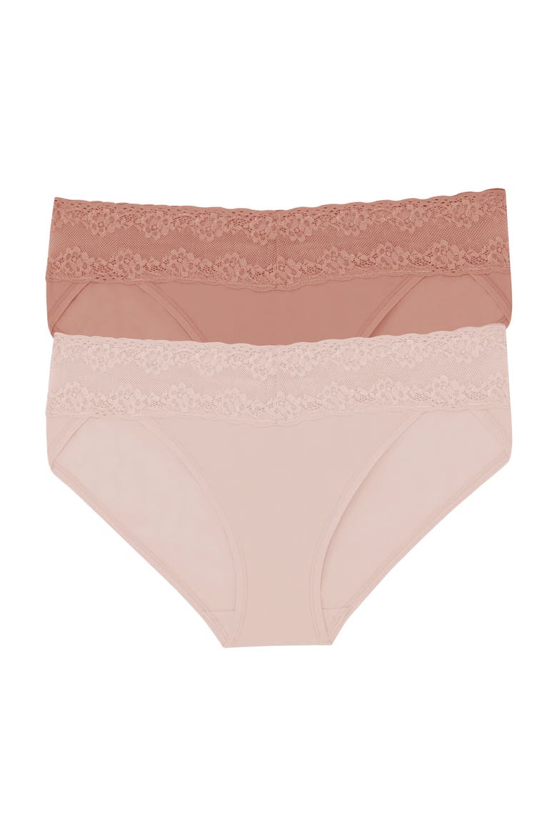 Bliss Perfection Lace Trim One Size Bikini Brief 2-Pack, Main, color, CAMEO ROSE/FROSE