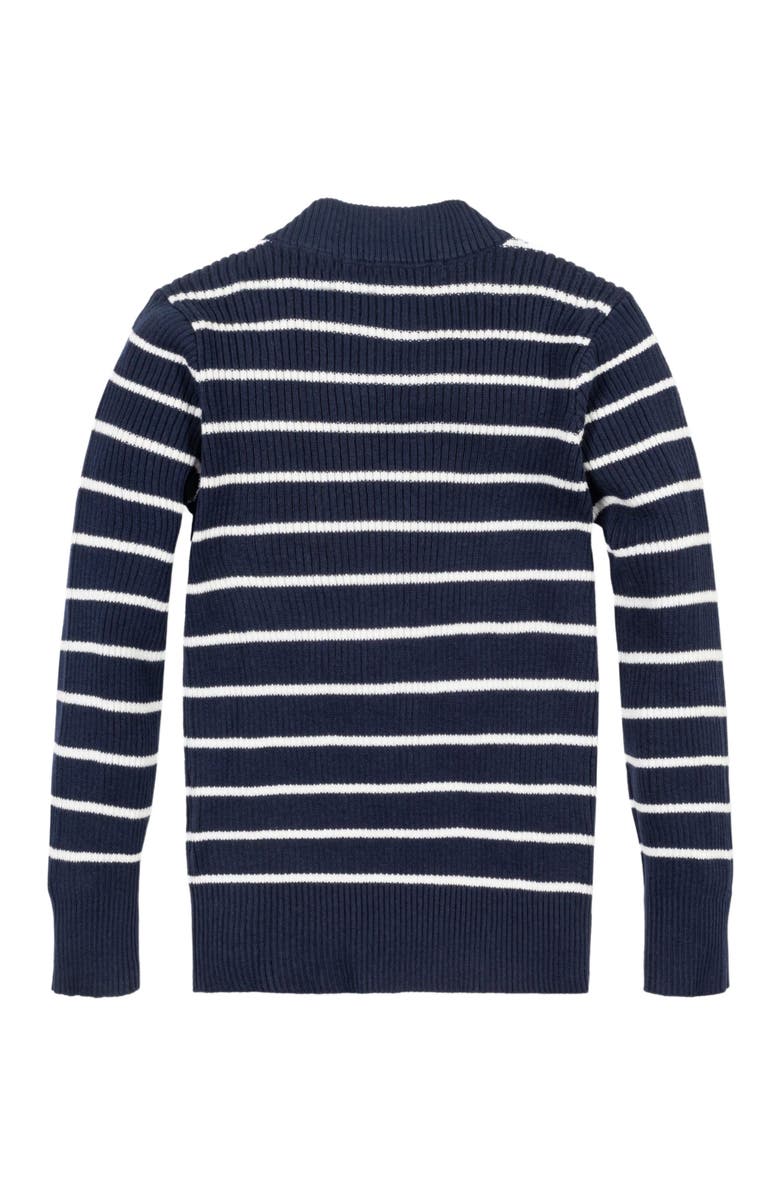Hope & Henry Baby Girls' Organic Mock Neck Sweater, Infant, Alternate, color, Navy Breton Stripe