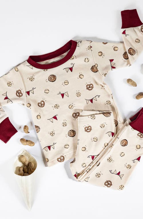 Shop L'ovedbaby Print Fitted Organic Cotton Two-piece Pajamas In Game Day
