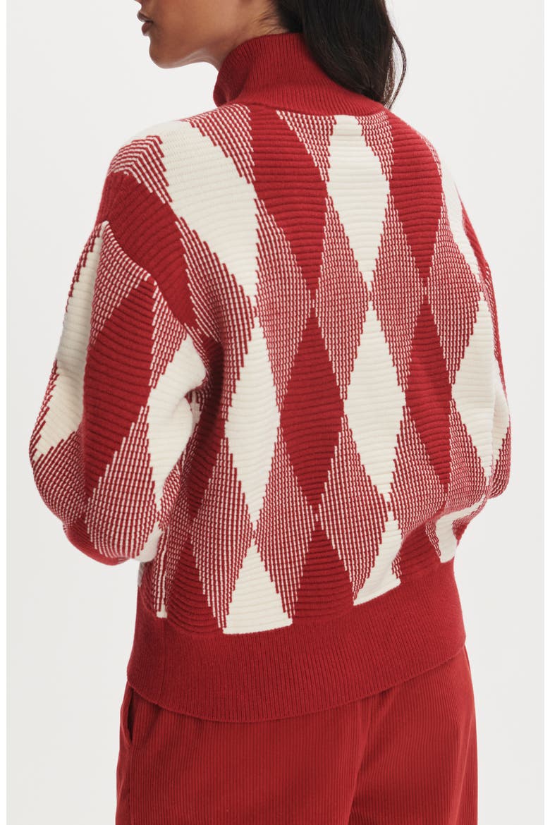 Karina Argyle Jacquard Knit Cardigan, Alternate, color, RED DAHLIA