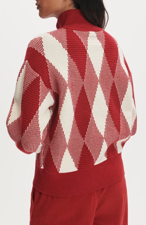 Varley Karina Argyle Jacquard Knit Cardigan In Red