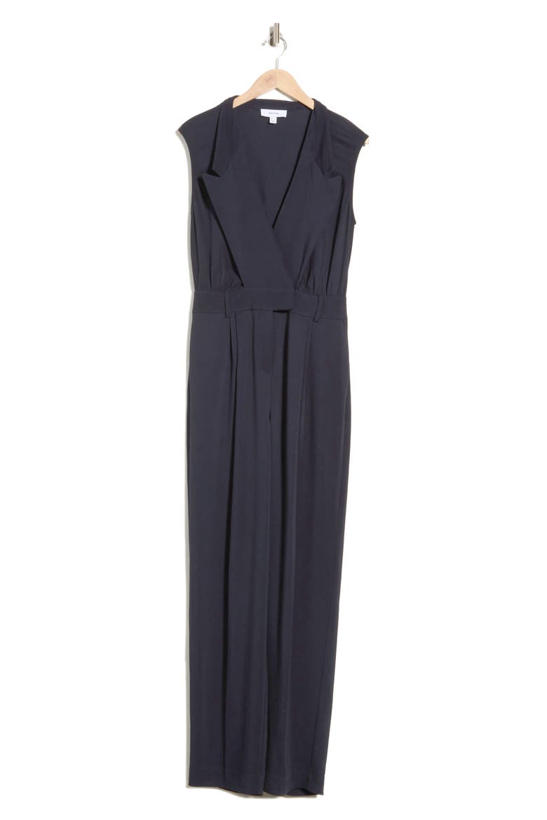 Sara Tuxedo Detail Wide Leg Jumpsuit, Alternate, color, NAVY