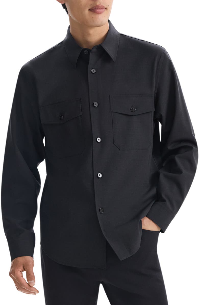 Theory Garvin Stretch Wool Button-Up Shirt Jacket, Main, color, 