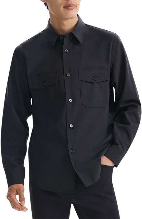 Garvin Stretch Wool Button-Up Shirt Jacket