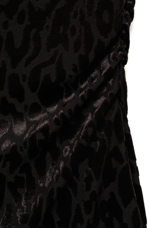 Mango Leopard Devoré Velvet Minidress In Black