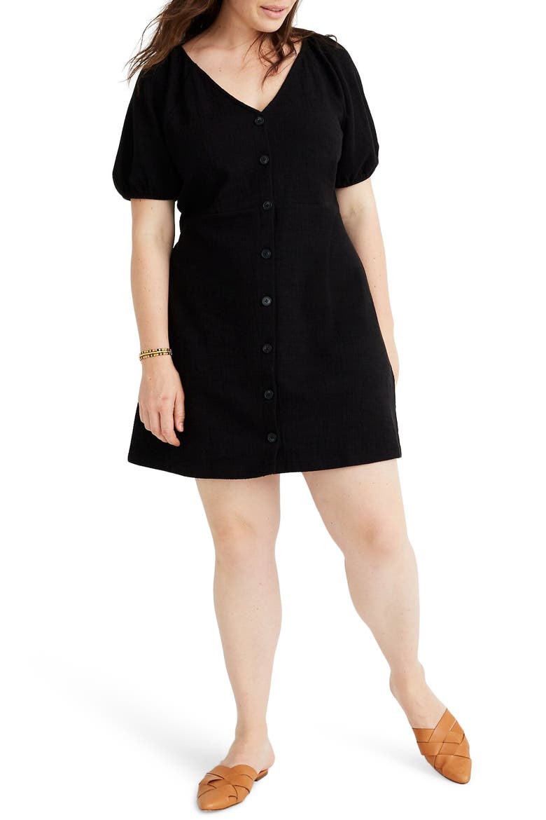 Texture & Thread Puff Sleeve Dress, Alternate, color, TRUE BLACK