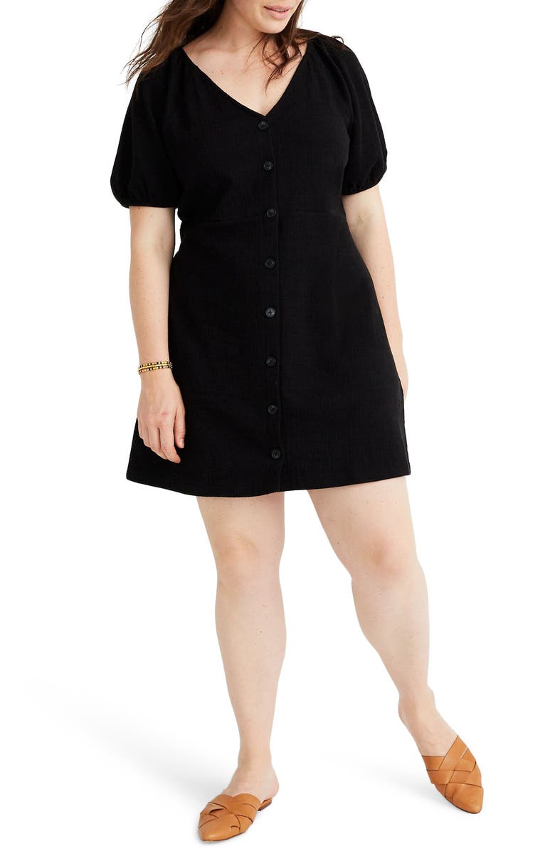 Madewell Texture & Thread Puff Sleeve Dress, Alternate, color, 