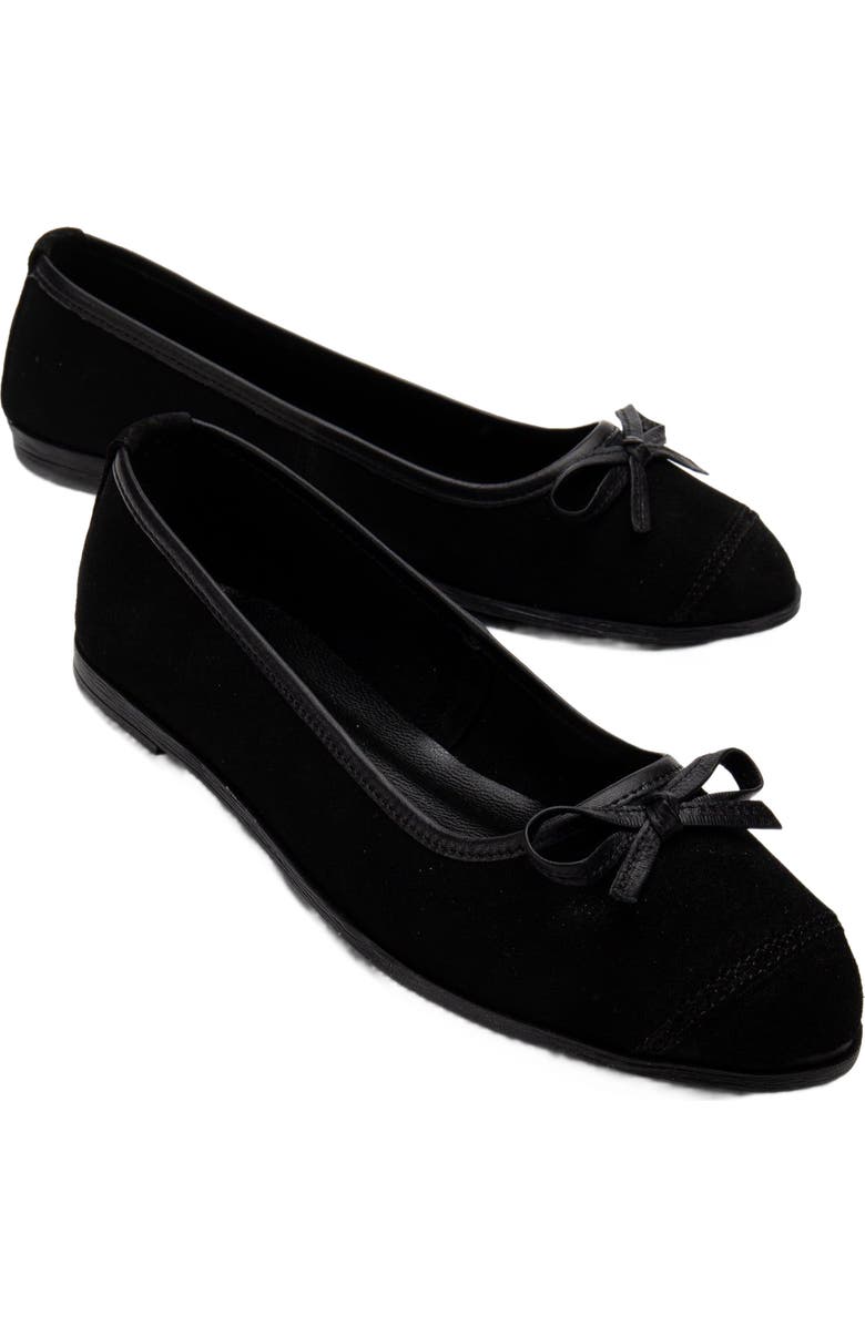 Forever & Always Shoes Brooklyn Leather Ballerina Flats, Alternate, color, Black Suede Leather