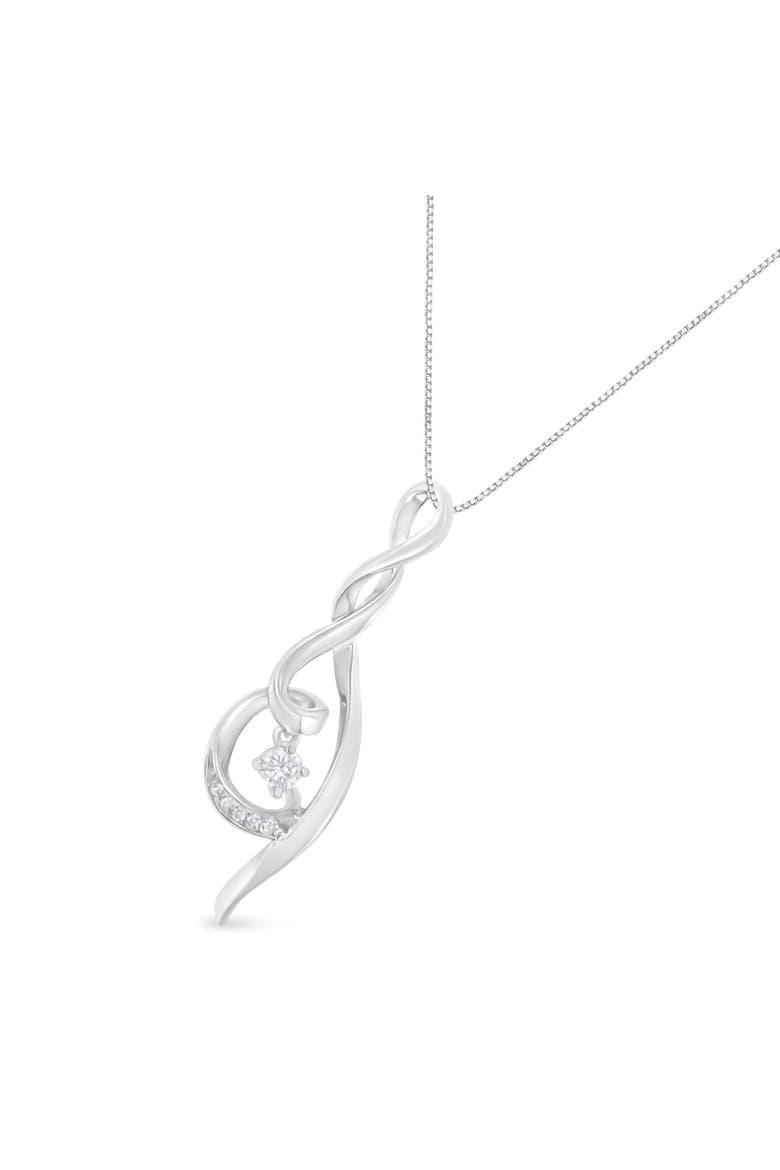 Espira 10K White Gold 1/10 cttw Diamond Swirl Pendant Necklace, Alternate, color, White