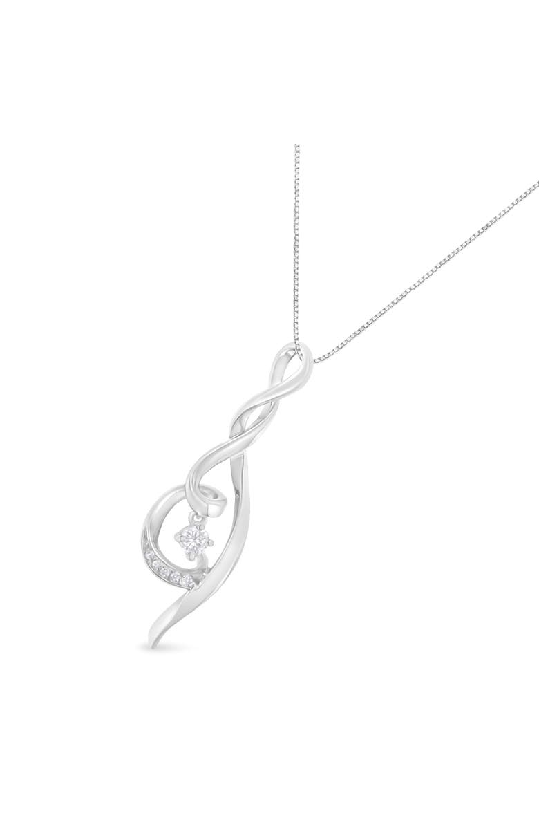 Haus of Brilliance Espira 10K White Gold 1/10 cttw Diamond Swirl Pendant Necklace, Alternate, color, White