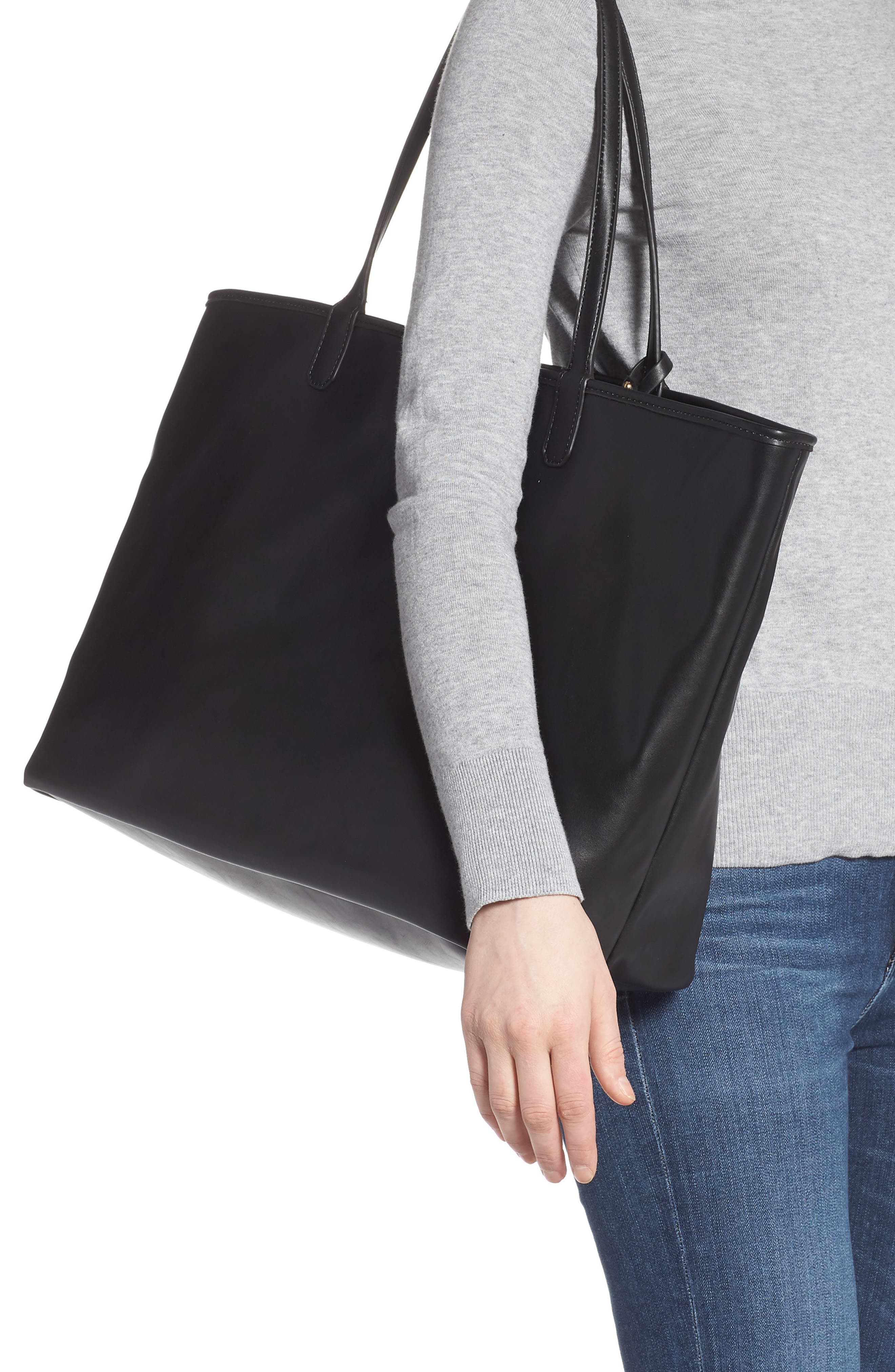 Mali + Lili Reversible Vegan Leather Tote, Alternate, color, 