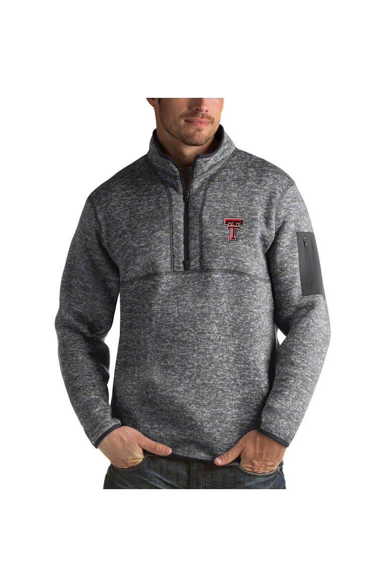 Men's Antigua Charcoal Texas Tech Red Raiders Fortune Half-Zip Sweatshirt, Main, color, Charcoal
