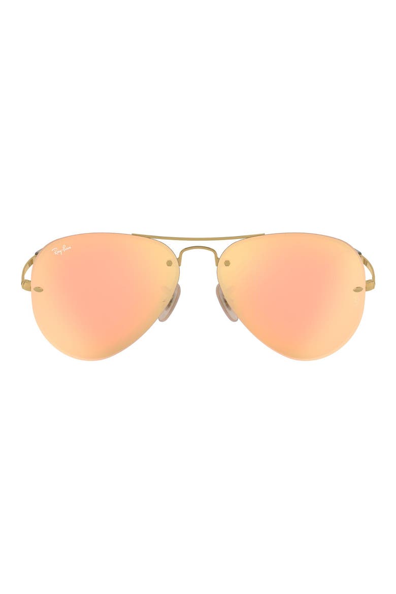 59mm Semi Rimless Aviator Sunglasses, Main, color, BROWN PINK