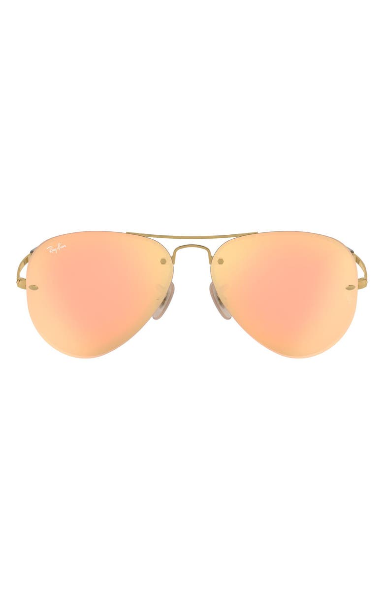 Ray-Ban 59mm Semi Rimless Aviator Sunglasses, Main, color, Brown/ Pink