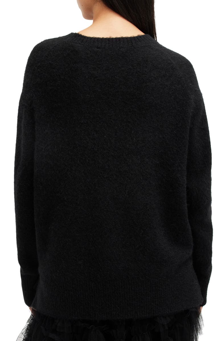 AllSaints Goth Intarsia Crewneck Sweater, Alternate, color, Black