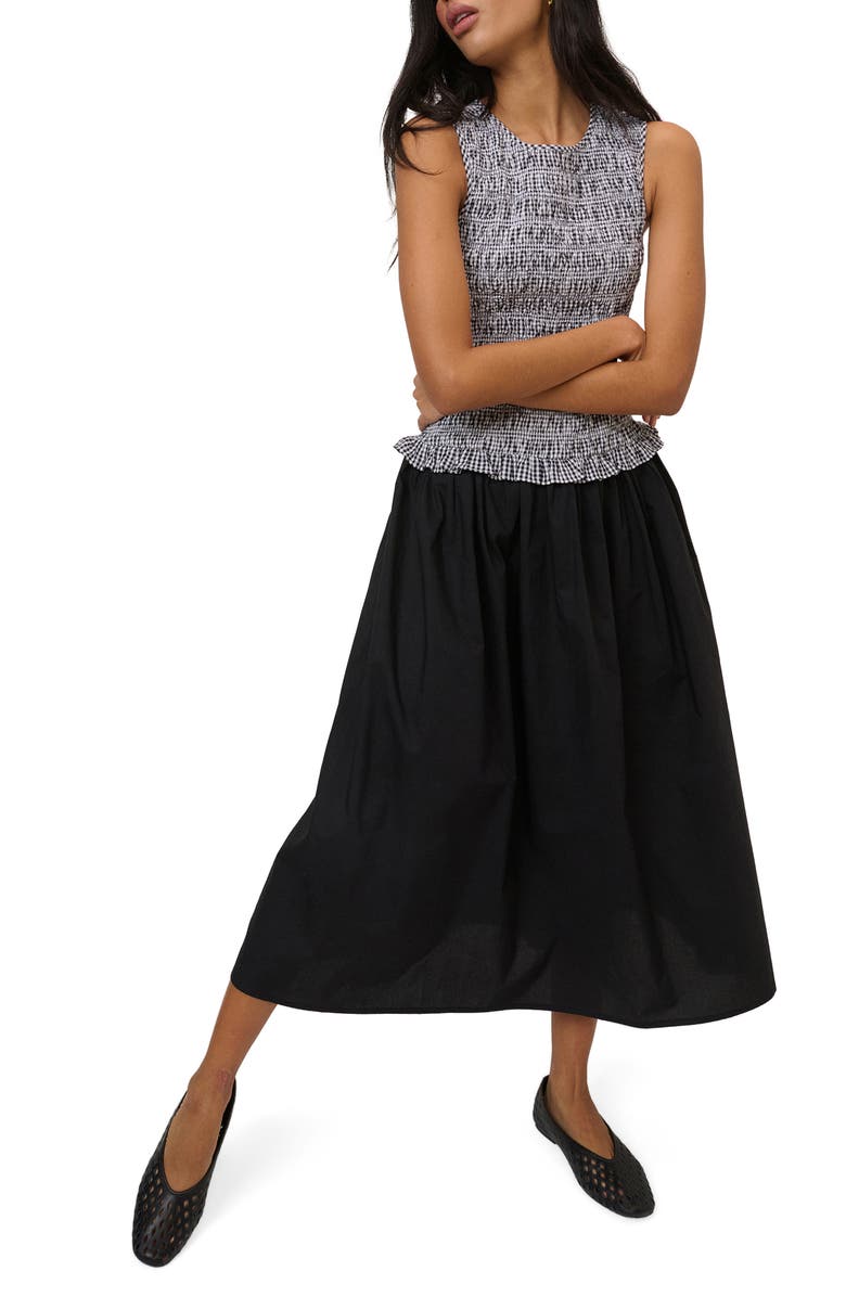 Nobody's Child Drina Gingham Midi Dress, Main, color, Black