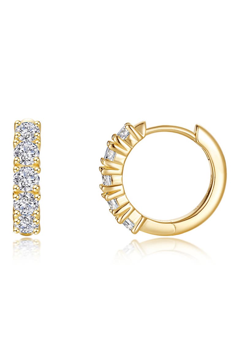 Bella Pavé Simulated Diamond Huggie Hoop Earrings, Main, color, GOLD