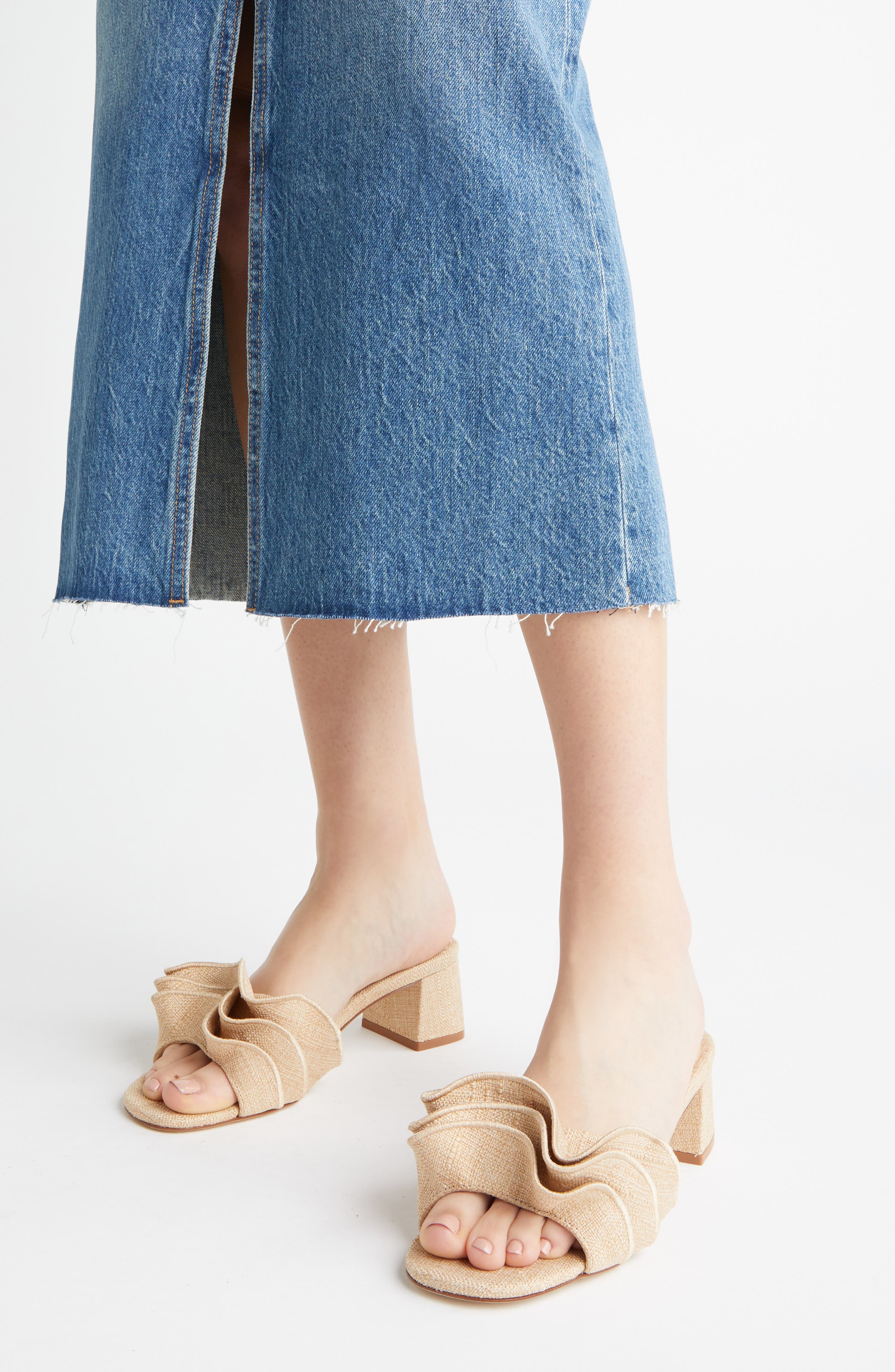 Brigite Ruffle Raffia Sandal, Alternate, color, BEIGE/ BEIGE