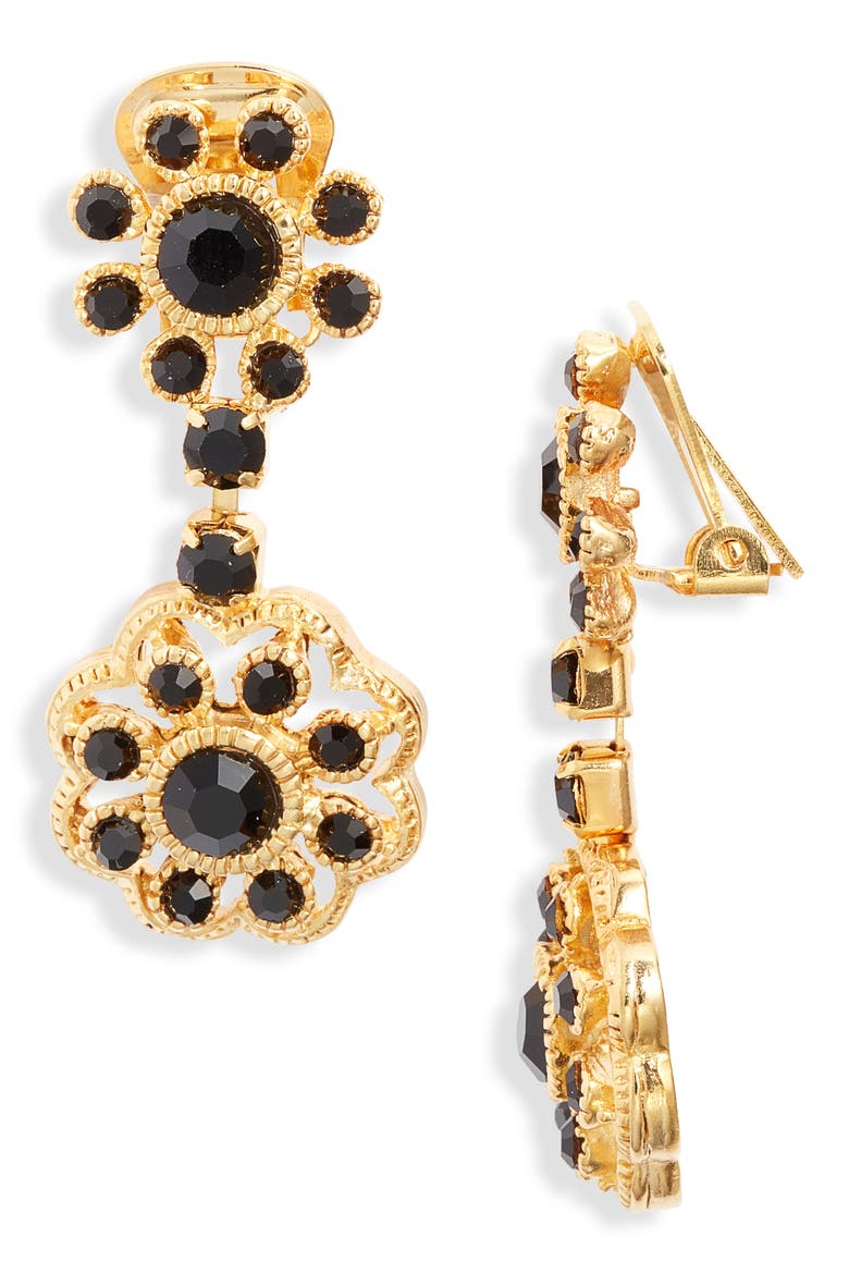 Flower Cluster Drop Earrings, Main, color, GOLD