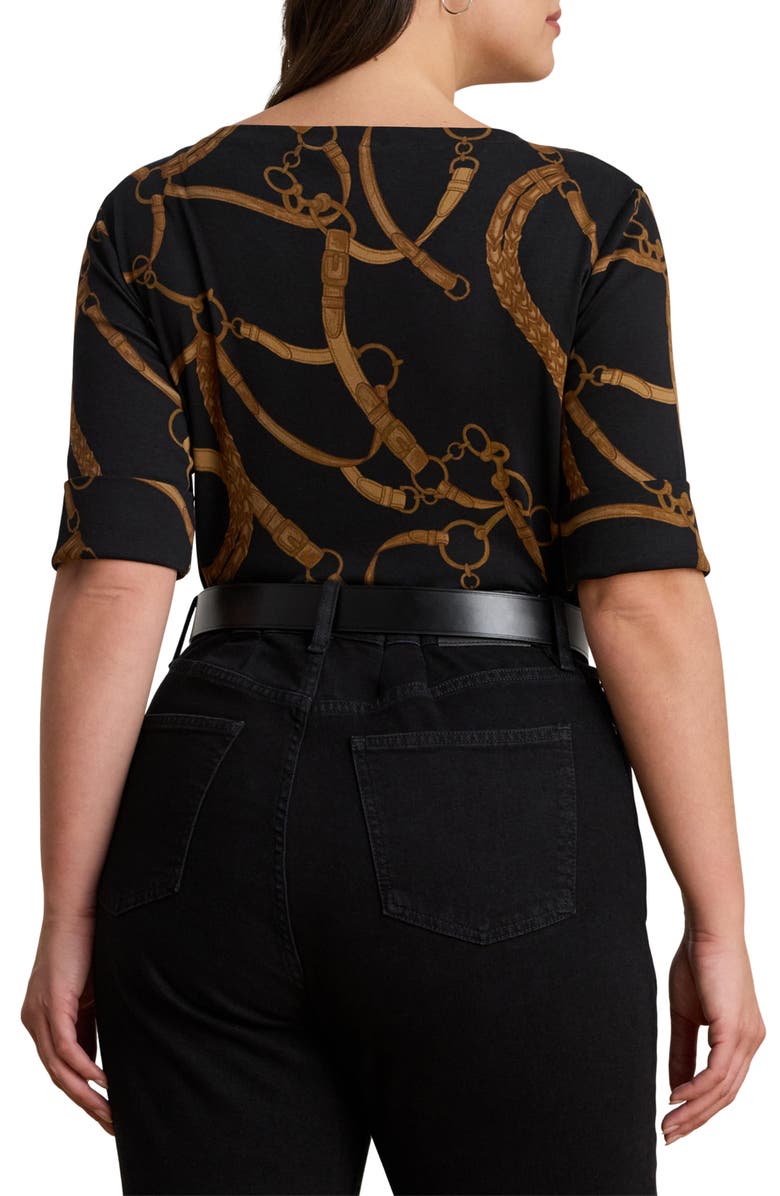 Lauren Ralph Lauren Belt Print Cotton T-Shirt, Alternate, color,