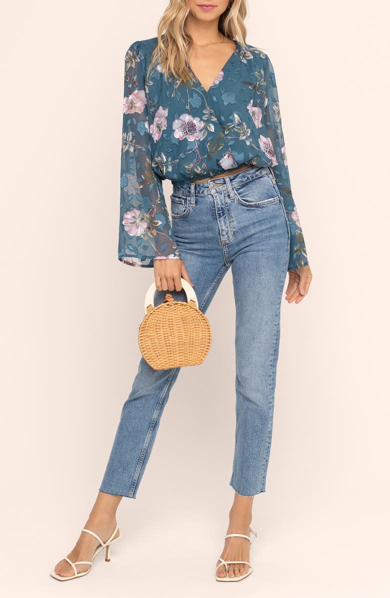 ASTR the Label Surplice Cut Velvet Top, Alternate, color, 