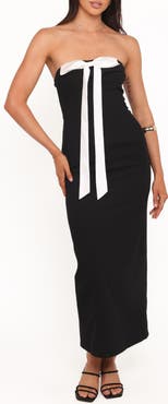 Petal & Pup Aggie Contrast Bow Strapless Dress