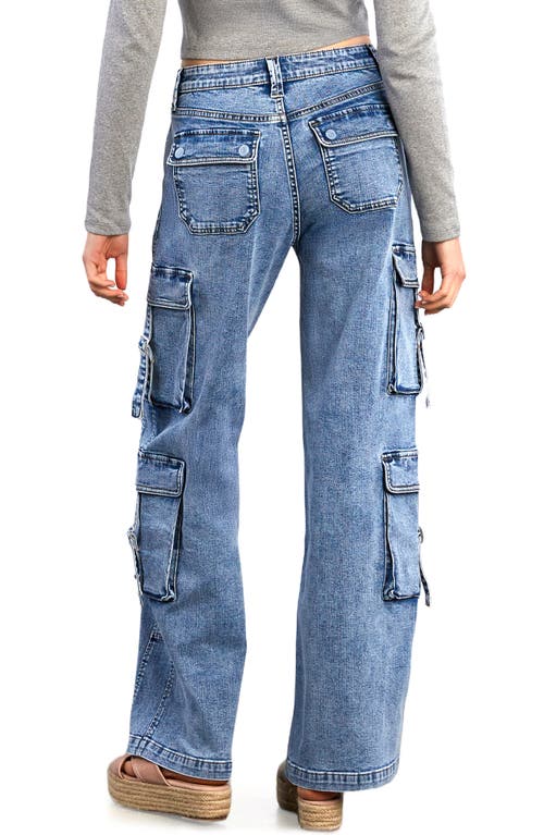 Wash Lab Denim High Waist Straight Leg Cargo Jeans In Blue
