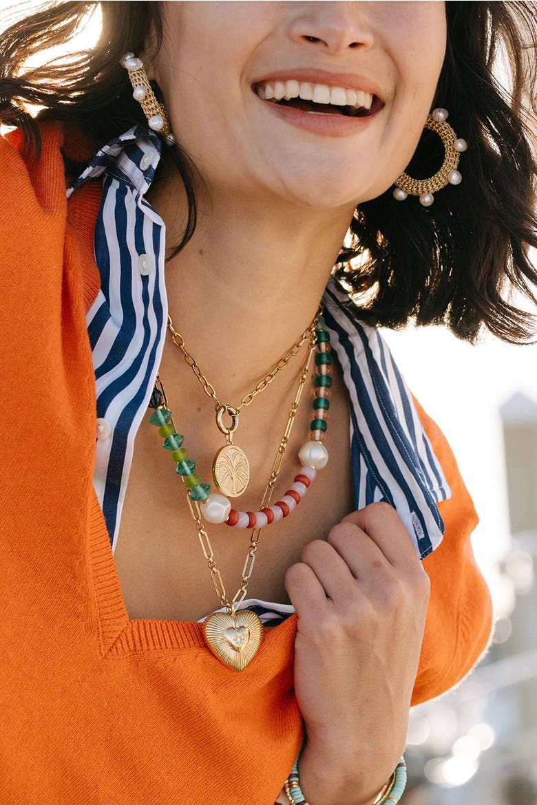 Glass Celebration Necklace, Alternate, color, Coral