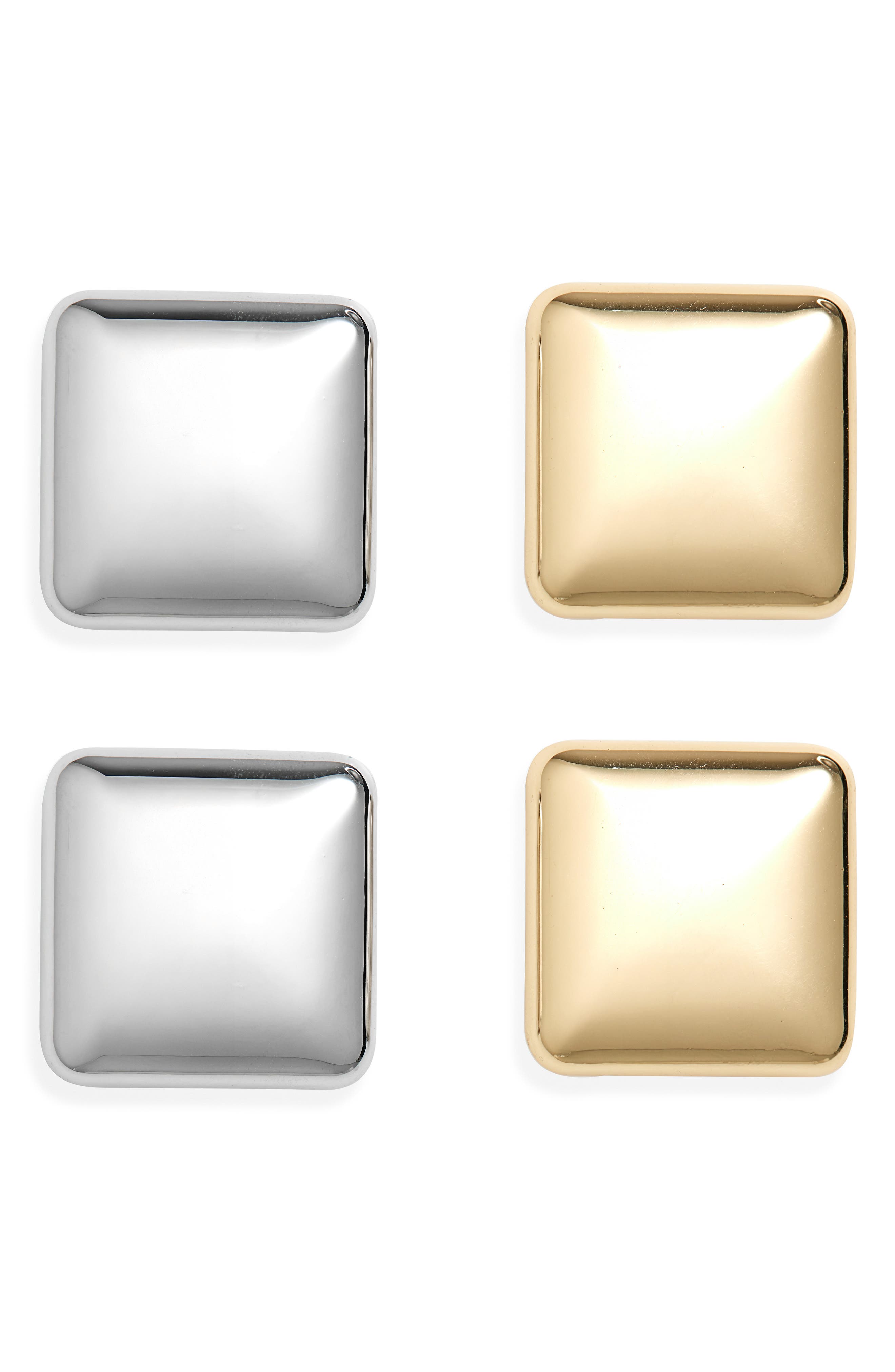 Tasha Set of 2 Two-Tone Square Stud Earrings