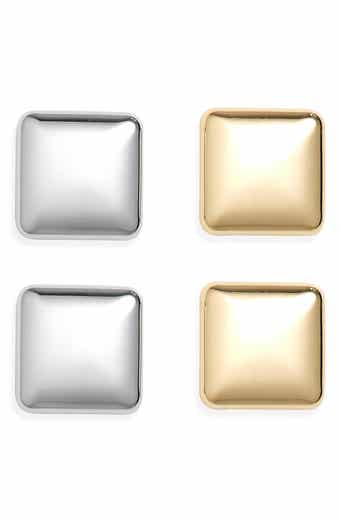 Tasha Set of 2 Two-Tone Square Stud Earrings