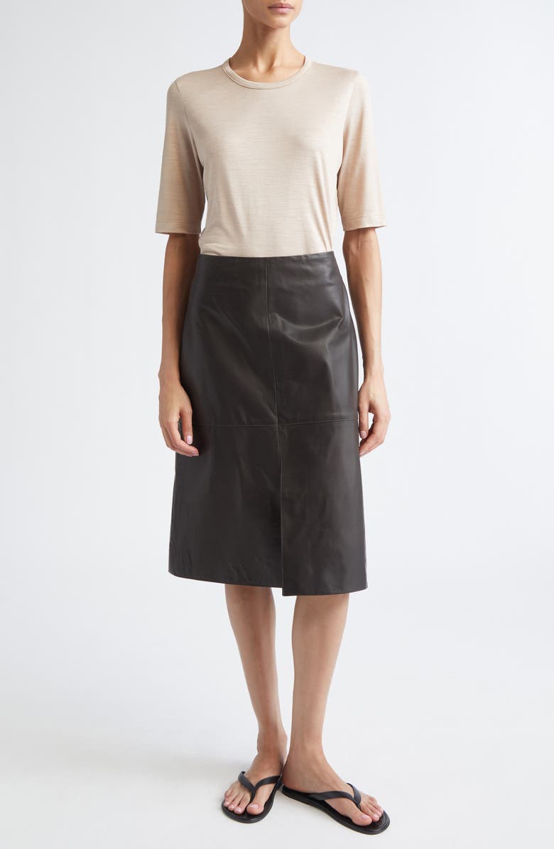 PARTOW Broome Leather Skirt, Alternate, color, Charcoal