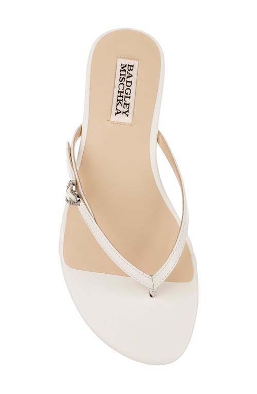 Badgley Mischka Dynah Heart Leather Flat Sandals In White Leather