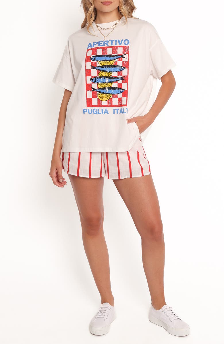 Petal & Pup Apertivo Graphic T-Shirt & Shorts Set, Main, color, White Red Apertivo