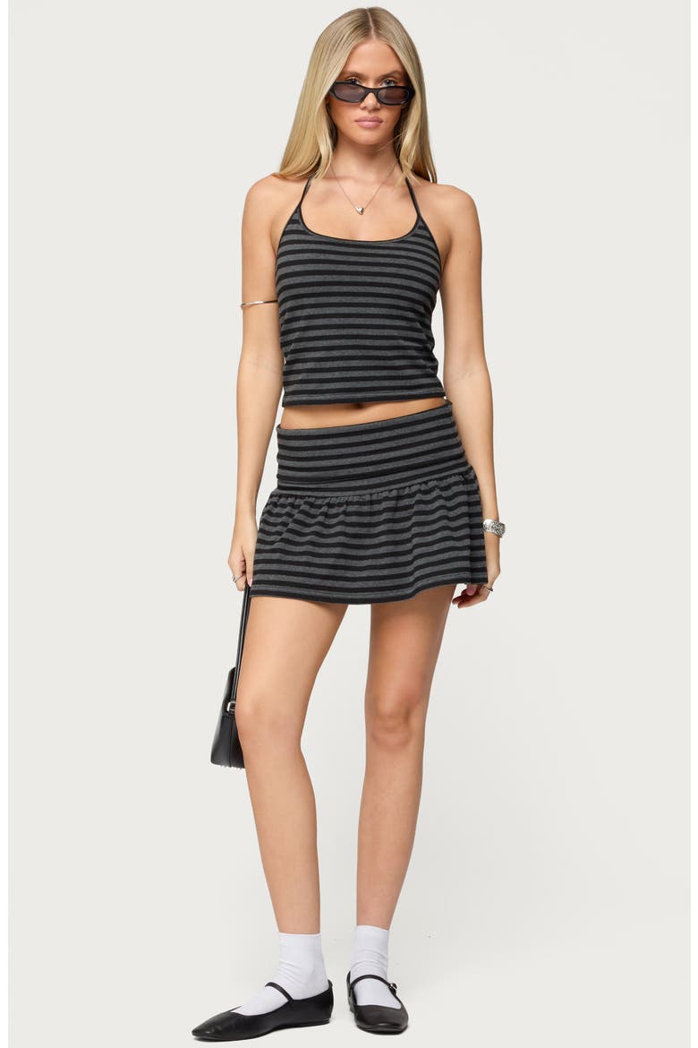 Moria Stripe Foldover Miniskirt, Alternate, color, BLACK-AND-GRAY