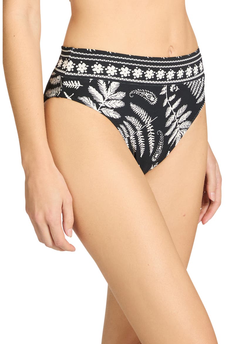 Hailey High Waist Bikini Bottoms, Alternate, color, BLACK/ ECRU