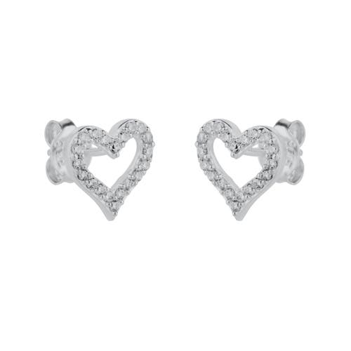 Spero London Heart Sterling Silver Stud Earrings In Metallic