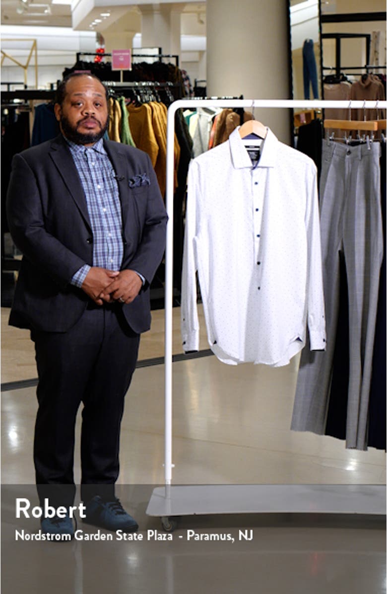 Slim Fit Diamond Dot Print Stretch Performance Dress Shirt, sales video thumbnail