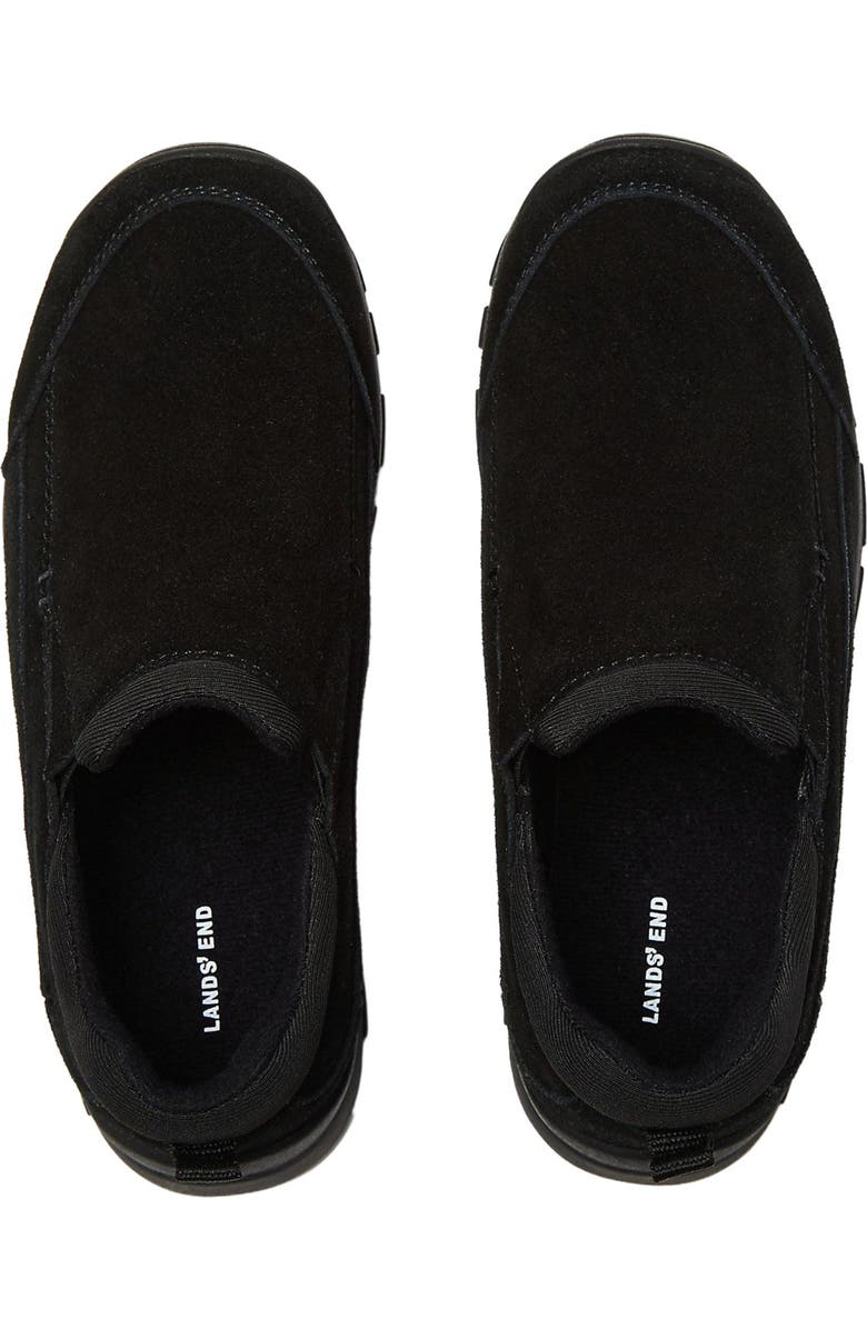 Lands' End Kids All Weather Suede Leather Slip On Moc Shoes, Alternate, color, Black