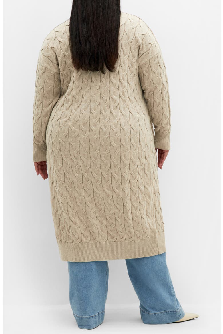Charissa Cable Stitch Longline Cardigan, Alternate, color, CREAM