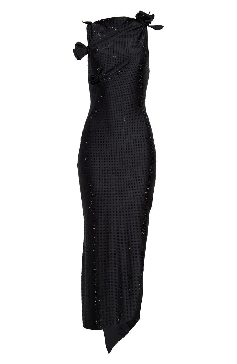 Coperni Rosette Crystal Embellished Asymmetric Gown, Alternate, color, 
