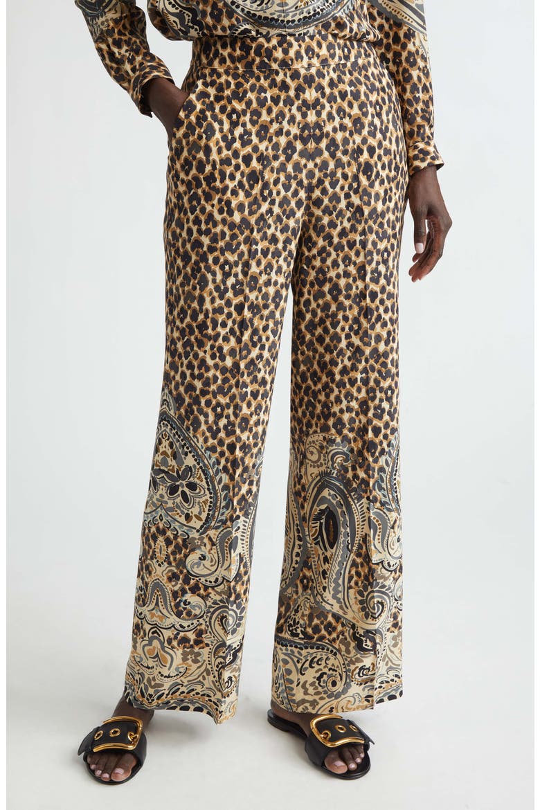 Straight Leg Silk Pants, Main, color, BEIGE