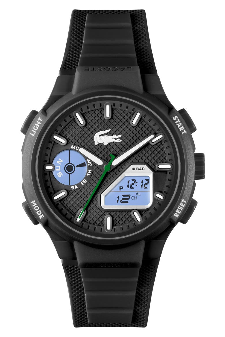 LC33 Silicone Strap Watch, 45mm, Alternate, color, BLACK