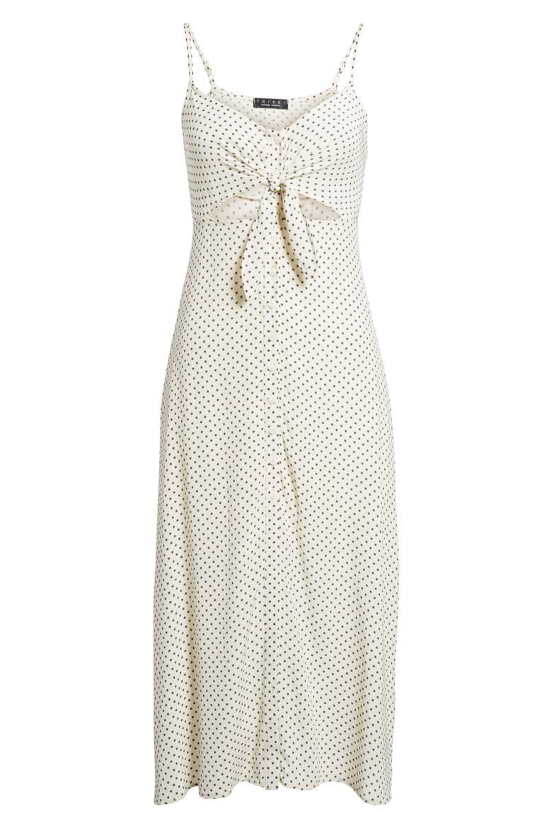 Tie Front Midi Dress, Alternate, color, IVORY DOT