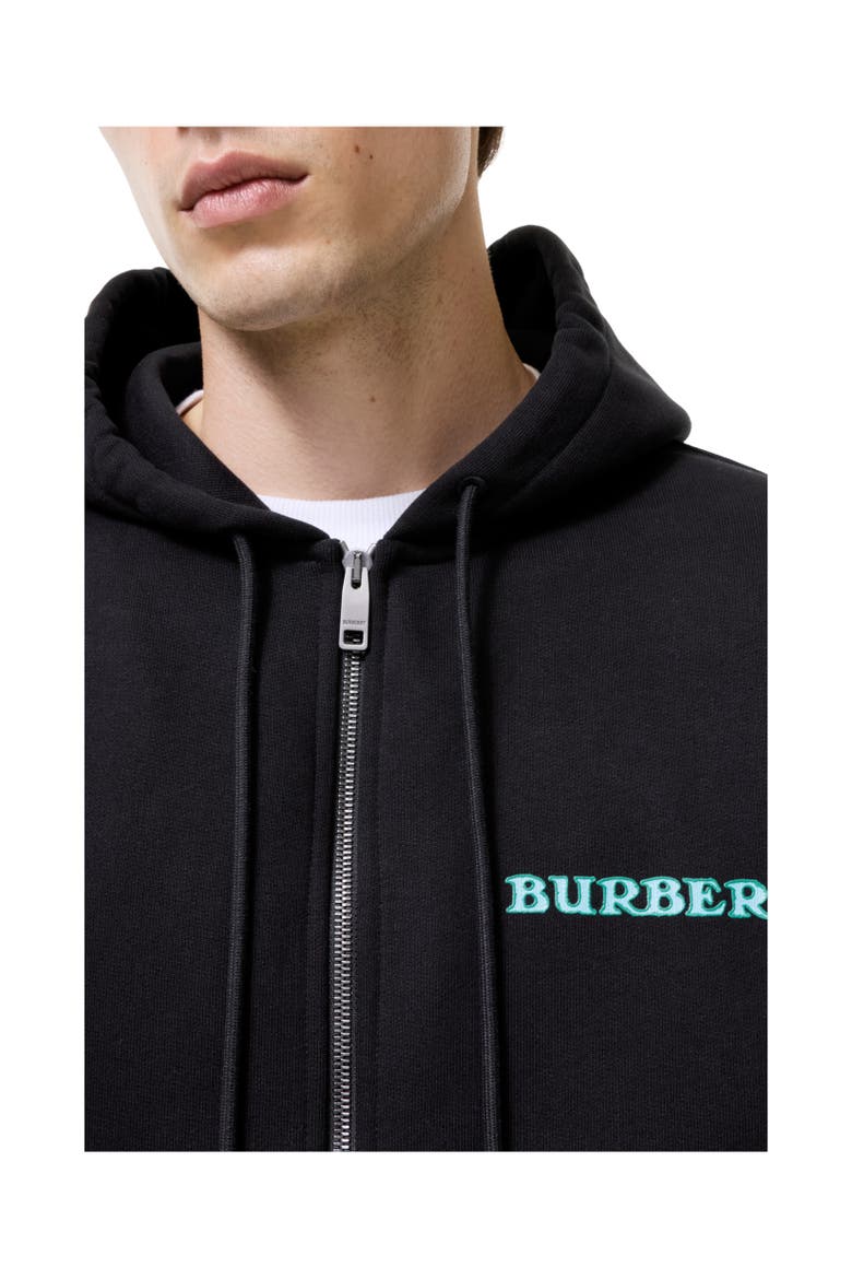 Heritage Logo Cotton Zip Hoodie, Alternate, color, Black