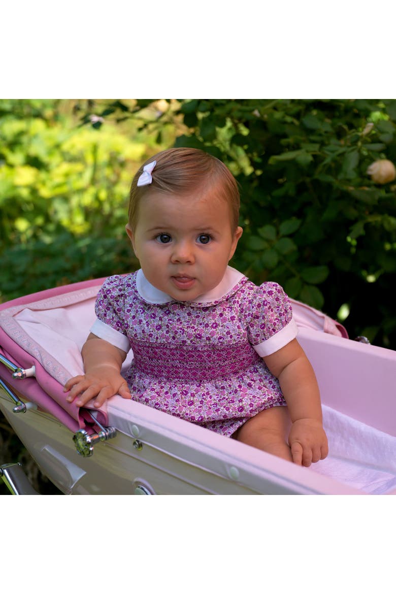 Ditsy Floral Smocked Babysuit, Alternate, color, Purple