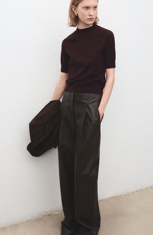 Mango Short Sleeve Sweater In Burgundy