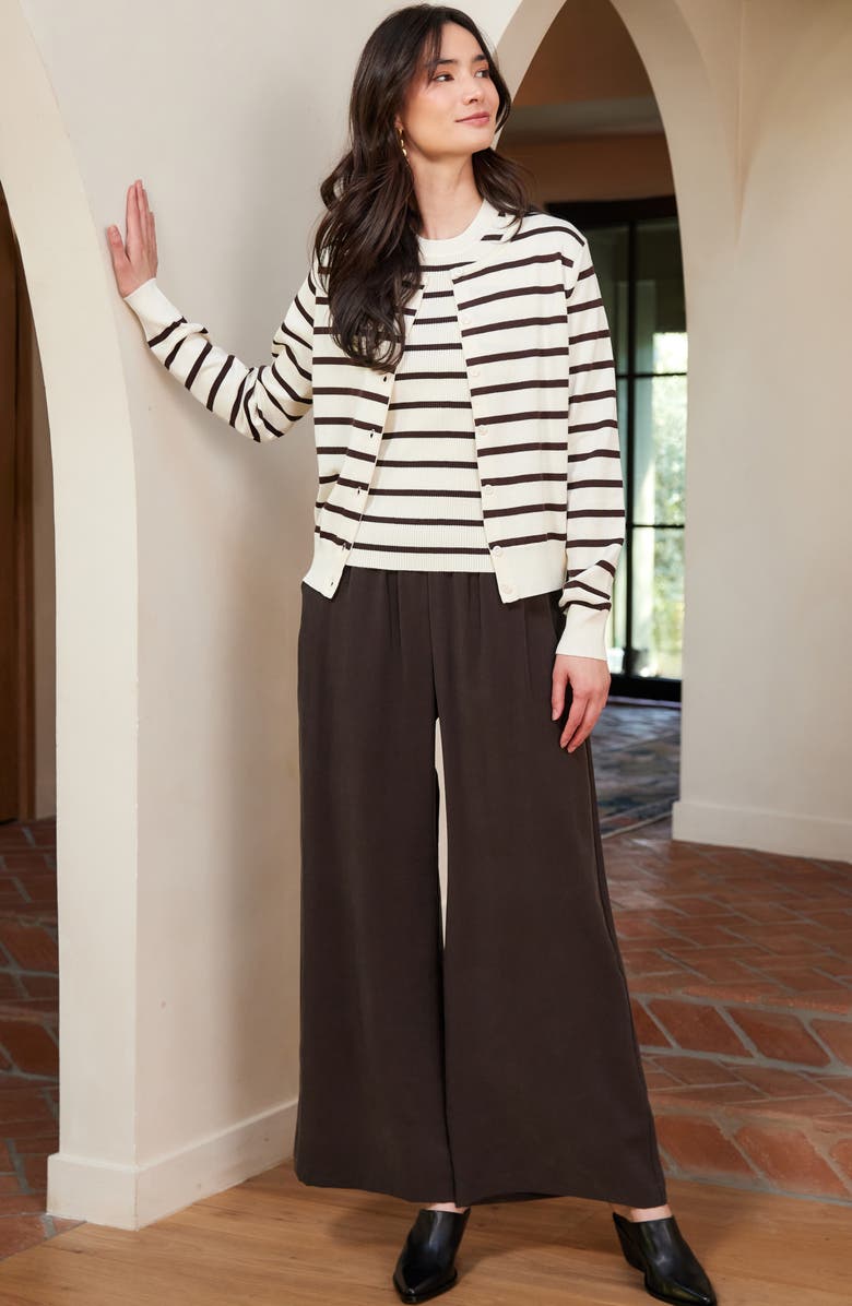 Karen Kane Stripe Cardigan, Alternate, color, Cream