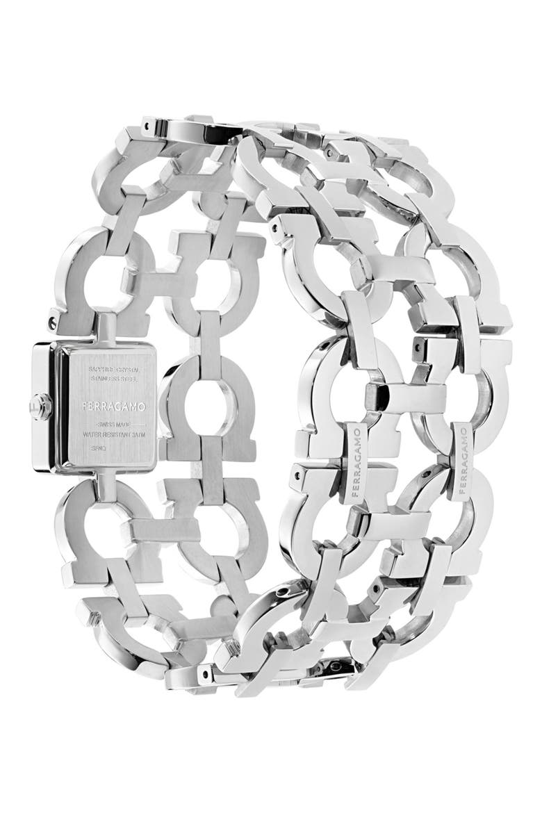 Double Gancini Catwalk Double Bracelet Watch, 19mm x 19mm, Alternate, color, STAINLESS STEEL