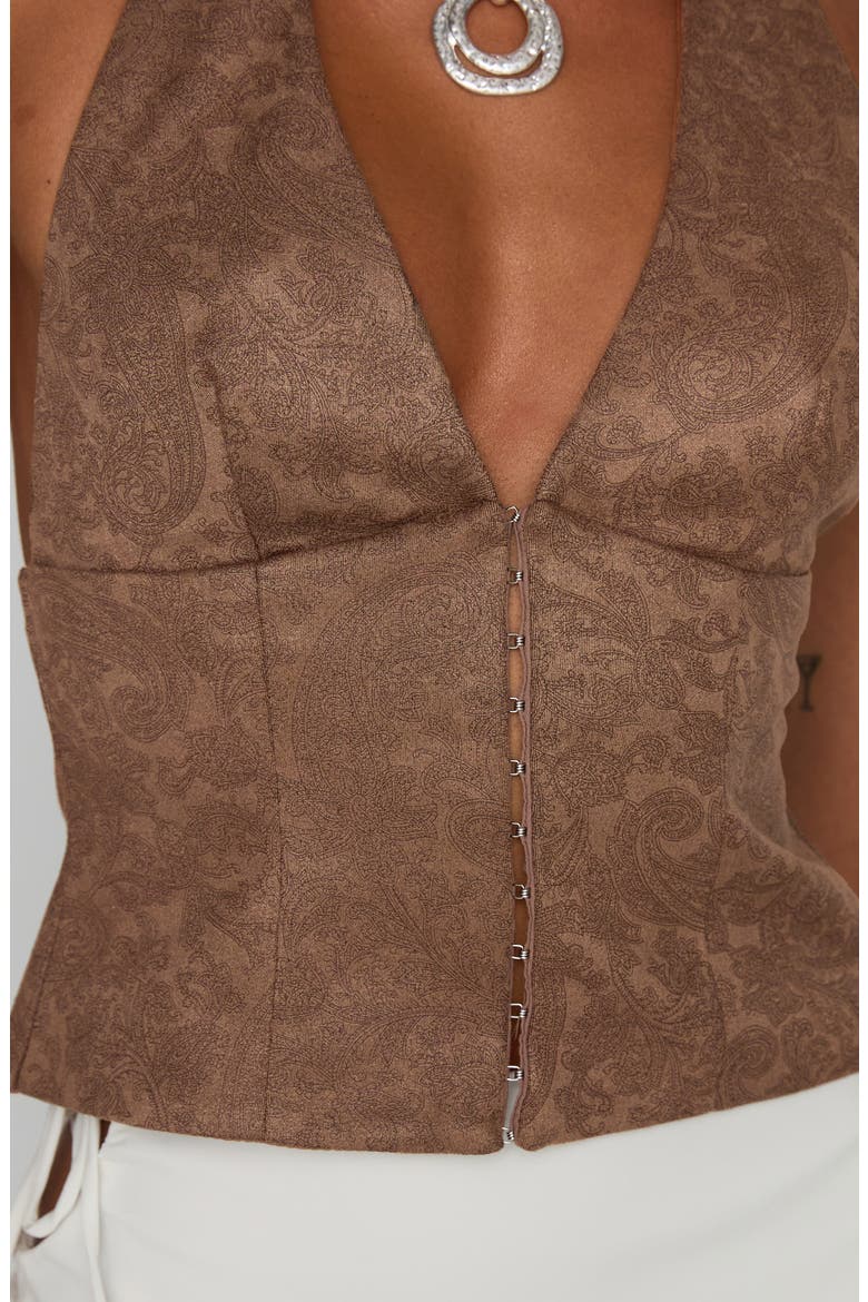 Down the Line Crop Halter Top, Alternate, color, BROWN
