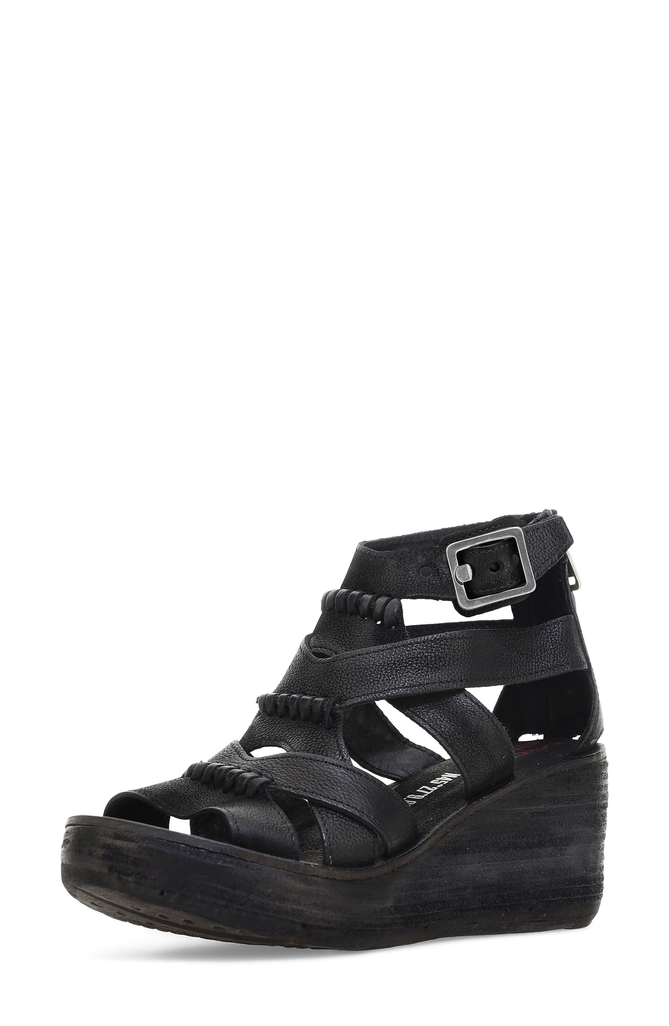 A.S.98 Norman Platform Wedge Sandal, Main, color, Black
